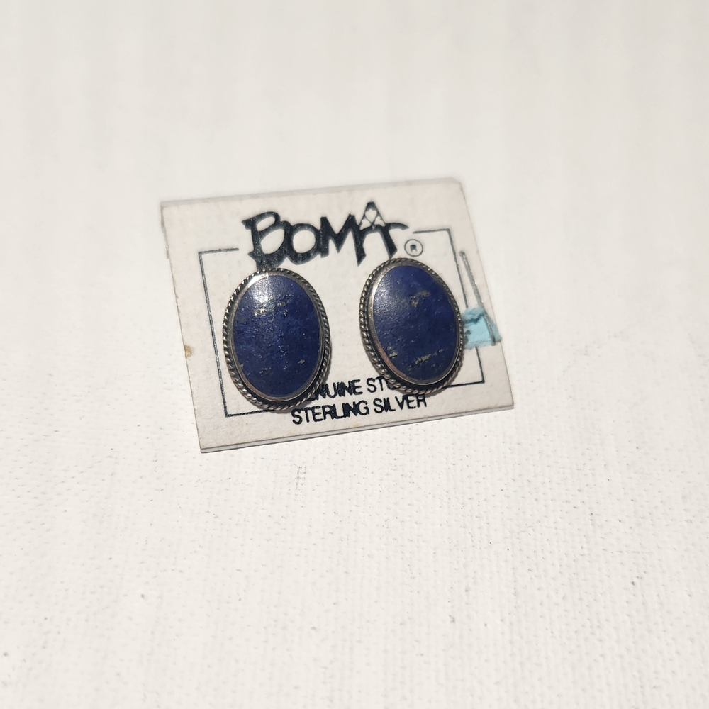 Roma Sterling Silver Earrings with Deep Blue Stones